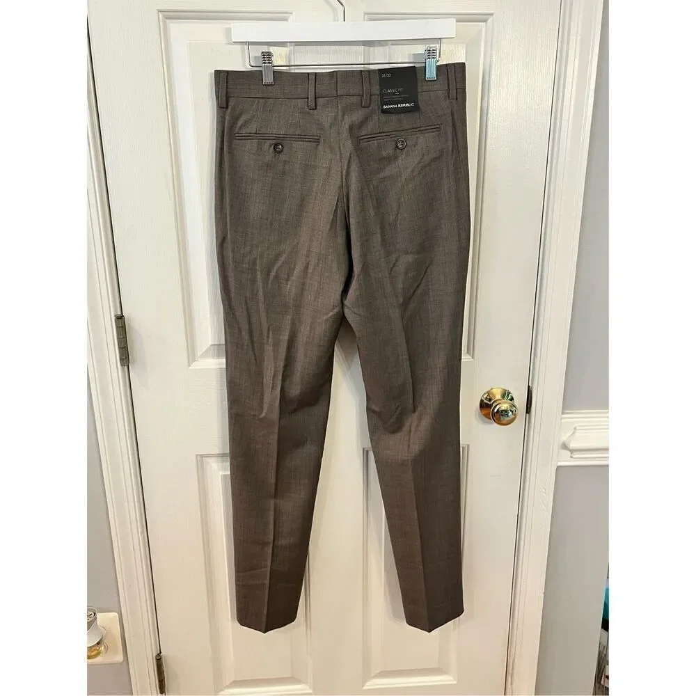 Banana Republic Classic Fit Gray Brown Dress Pants sz 31/32 NWT